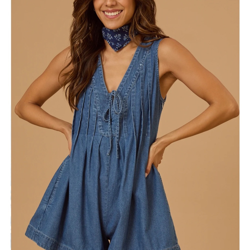Altar'd State Denim V-Neck Romper